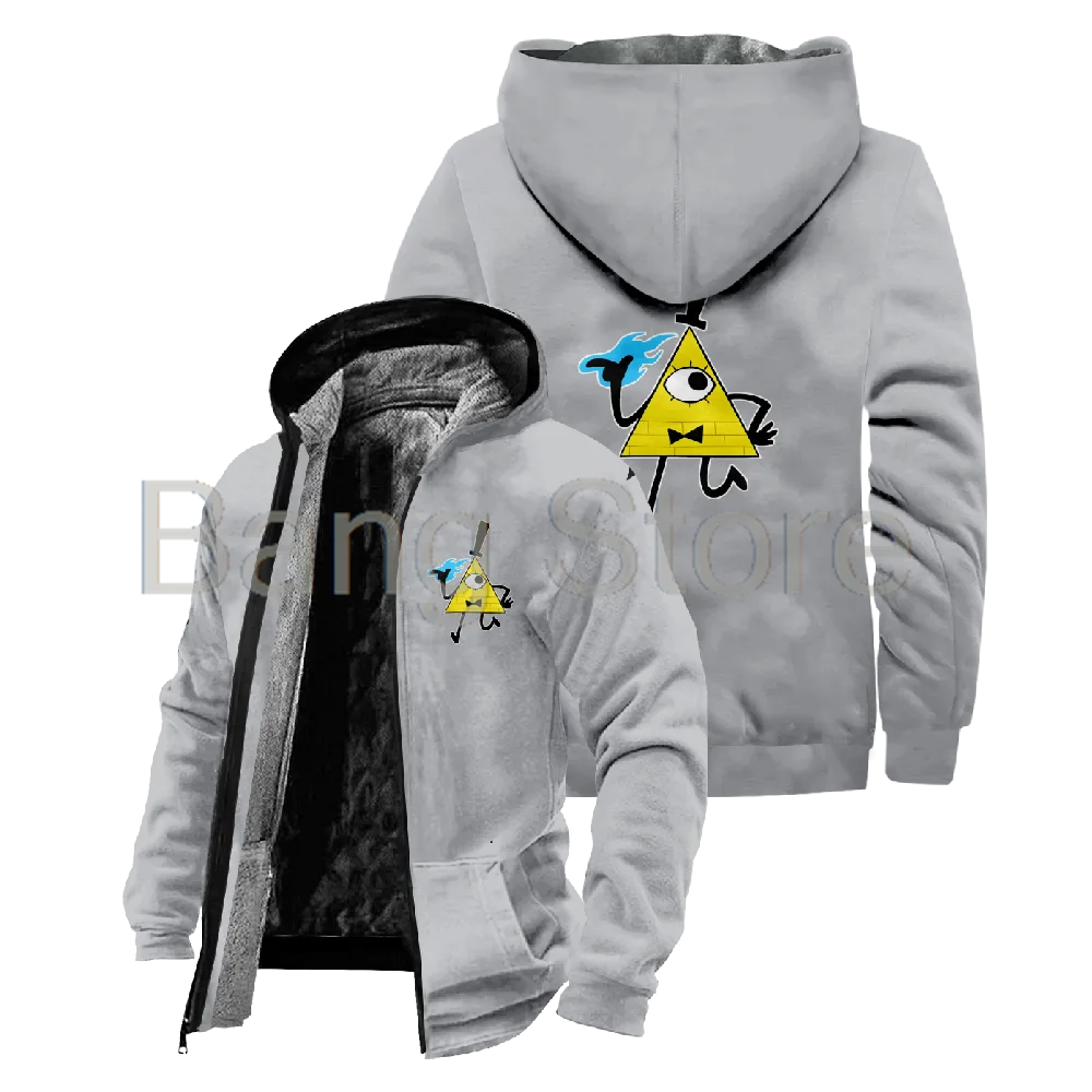 Bill Cipher Zipper Jacket Unisex Long Sleeve Thickened Winter Parka Streetwear Coat