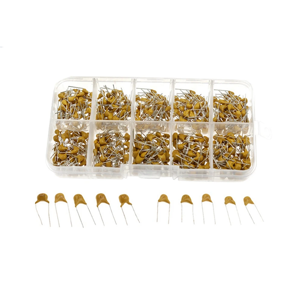 500Pcs/Box 10Values X50Pcs (0.1Uf - 10Uf) Monolithic Ceramic Capacitors Assorted Kit with Storage Box