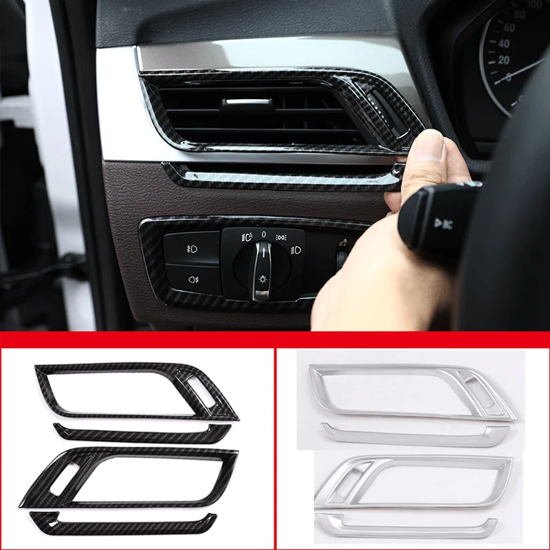 

For 2016-2021 BMW X1 F48 X2 F47 ABS carbon fiber car styling dashboard air conditioner side air outlet frame sticker auto parts