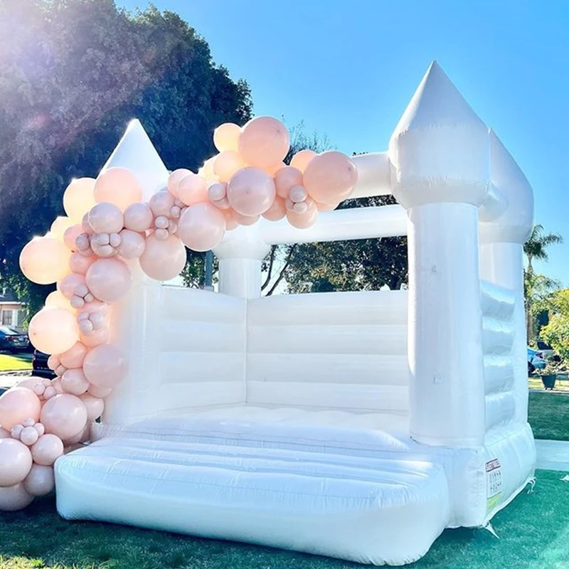 Hüpfburg Kommerzieller aufblasbarer Hüpfburg Weißes Hüpfhaus mit Rutsche