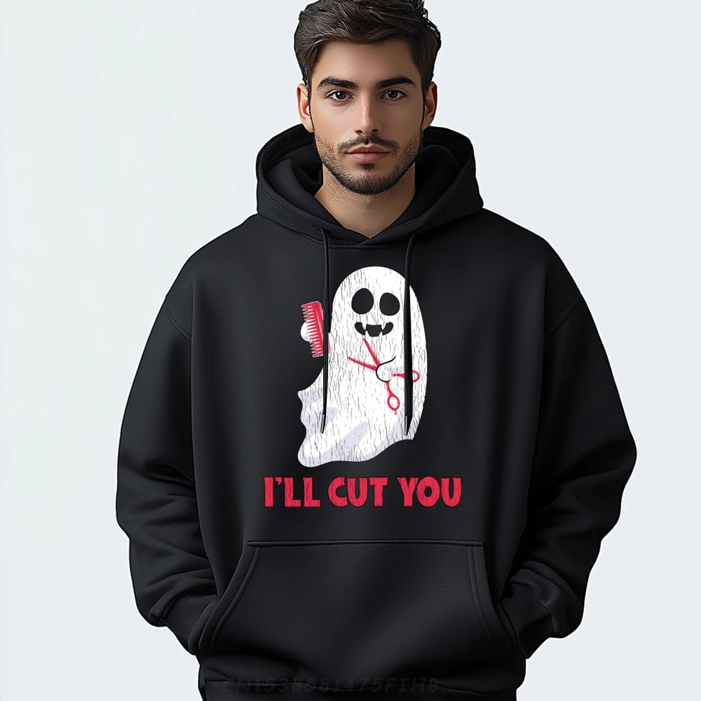 

Funny Ghost Hairdresser I ll Cut You Hairstylist Halloween Mens Clothing Sweatshirts Tops Hoodies Christmas