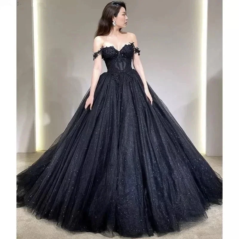 

Glittering Sweetheart Princess Quinceanera Dresses Vestidos De 15 Anos Off-Shoulder Applique Cinderella Birthday Party Ball Gown