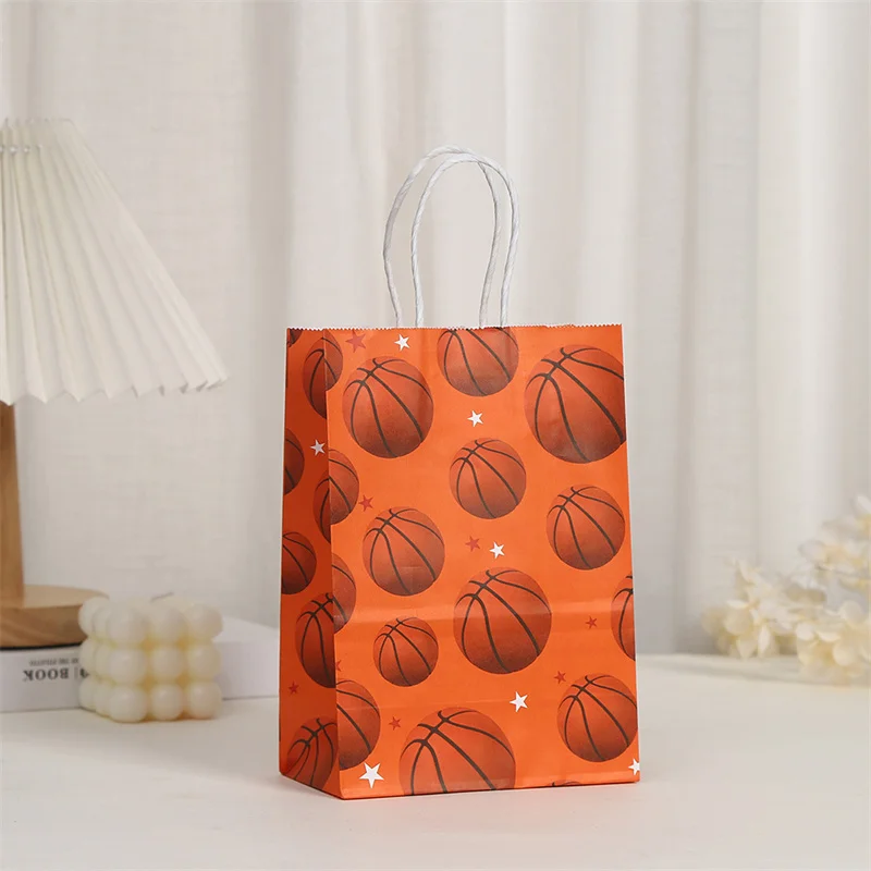 StoBag 24pcs Basketball Kraft paper Tote Bags Gift Packaging Kids Children for Candy Storage Baking Pouch Birthday Party Favors