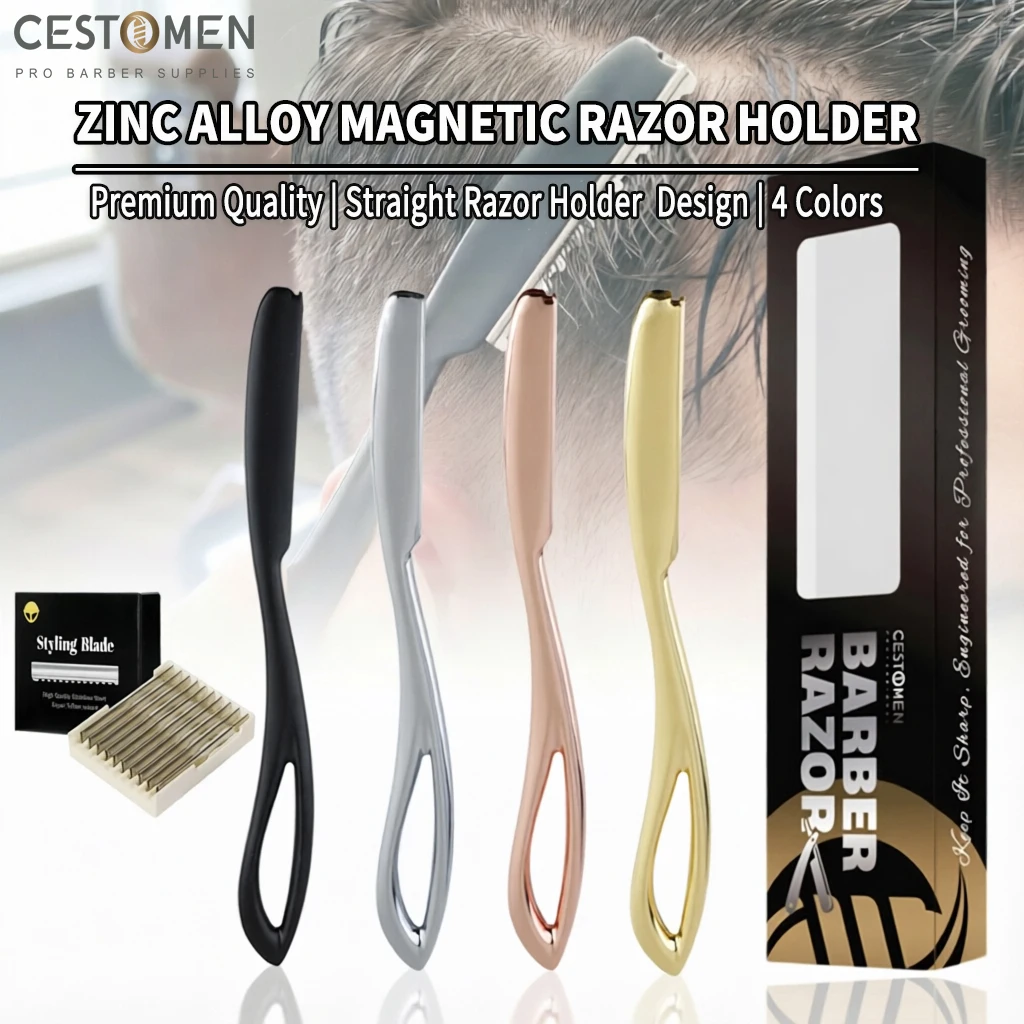

1Pc New Magnetic Straight Thinning Razors Zinc Alloy Barber Hair Cutting Razor Manual Hairdressing Thinner Knife Holder Blades