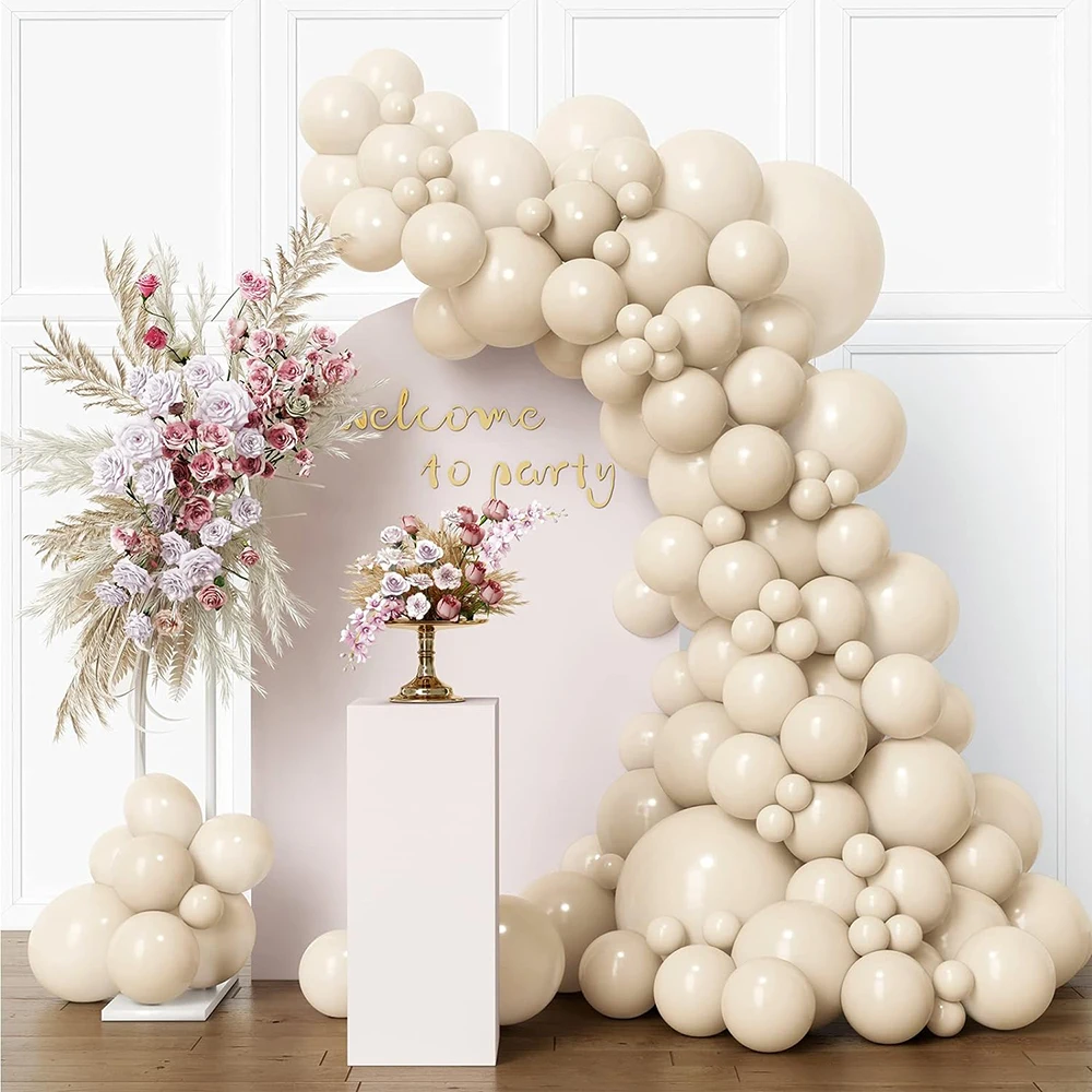 Sand White Balloons Arch Kit White Sand Ballon Garland Kid 1st Birthday Party Decor Wedding Baby Bridal Shower Decoration Globos