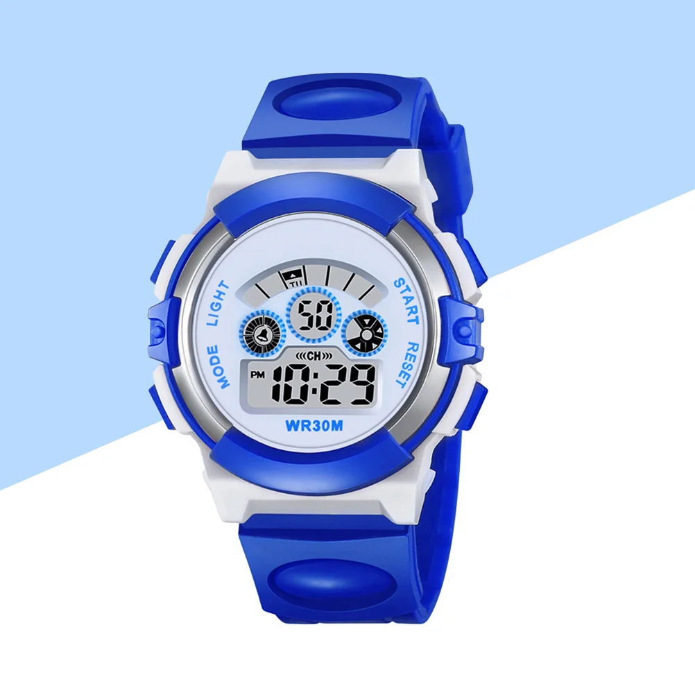 腕時計 防水 ブルー スポーツ腕時計 ユニセックス デジタル アナログ アラーム ストップウォッチ 腕時計