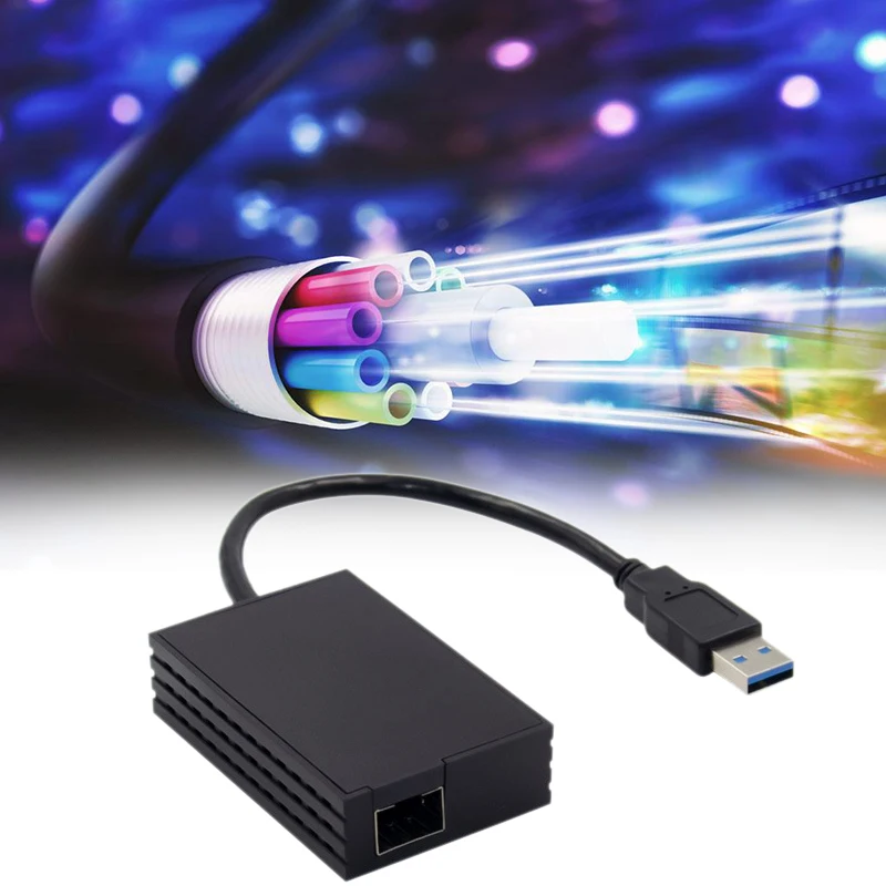 Novo USB1000F-LX usb 3.0 gigabit fibra ethernet adaptador de rede único modo 1310nm 10km lc módulo óptico sfp nic rtl8153