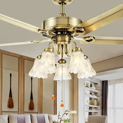 European Restaurant Fan Lamp Retro Ceiling Fan Living Room Light Ceiling Fan Iron Leaf Ceiling Fan Remote Control Ventilador