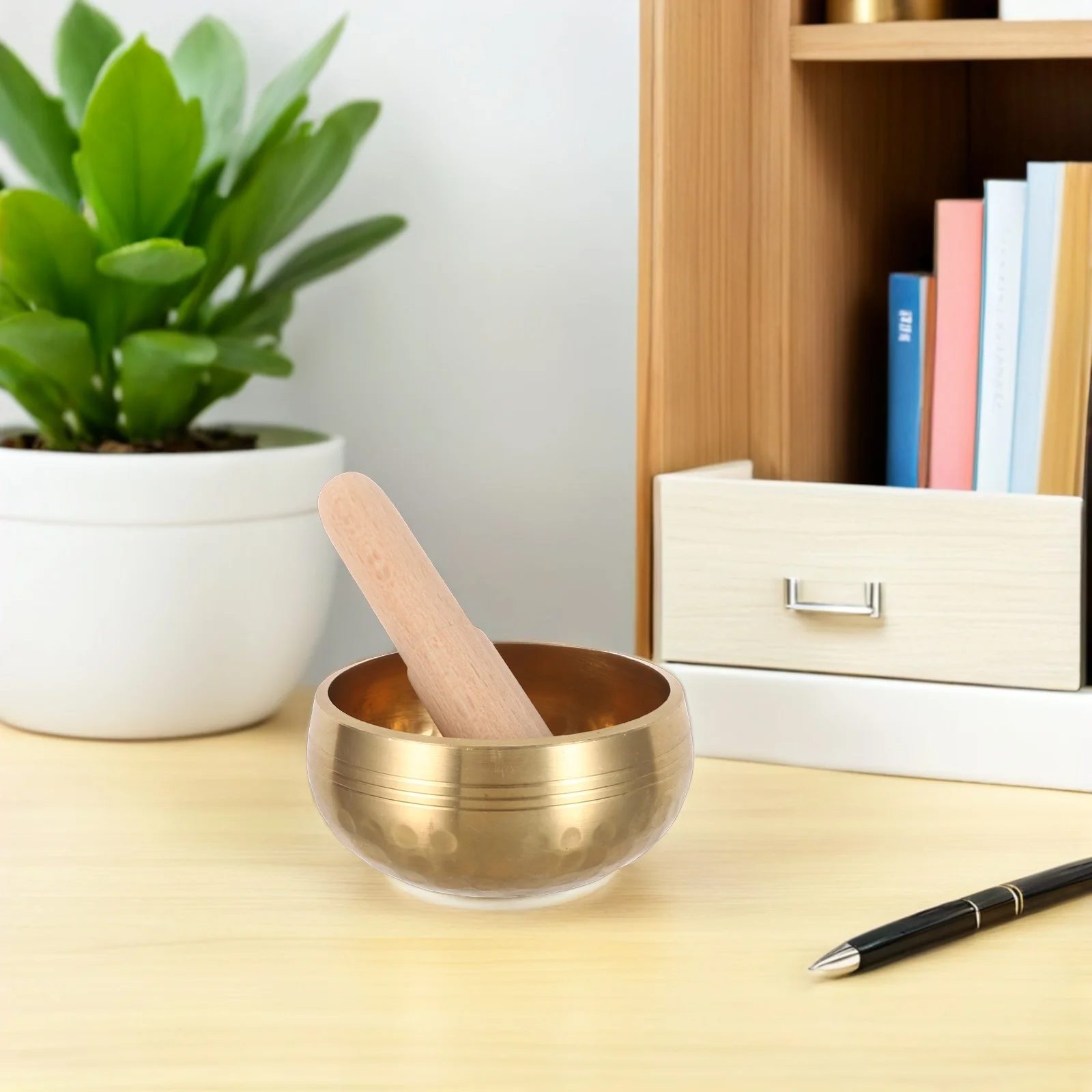 

1Set 3inch Handcrafted Singing Bowl Wooden Striker for Meditation Yoga Mindfulness Relaxation Portable Anywhere Use