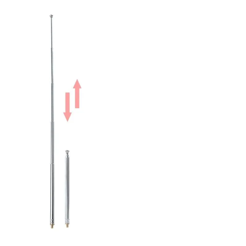 Telescopic FM Radio Antenna 5 Sections Chromium-plating Copper Antenna AM FM Radio Universal Antenna Connector Radio Accessorie
