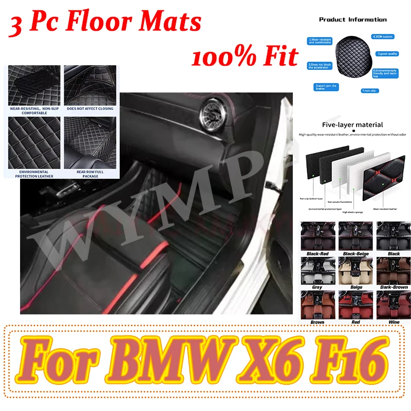 

Luxury Custom Car floor mats for BMW X6 F16 2015 2016 2017 2018 2019 auto foot Pads automobile carpet cover Accessories Full