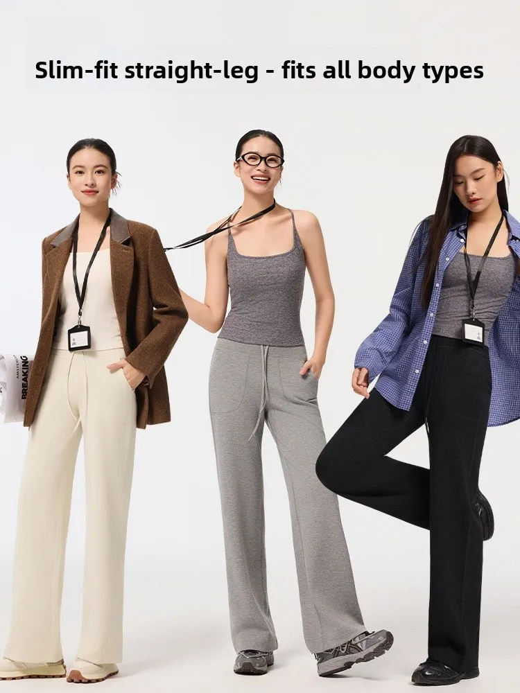 

Женские брюки для йоги с высокой талией, прямые, струящиеся, повседневные, для фитнеса, американского стиля, свободные, спортивные, длинные