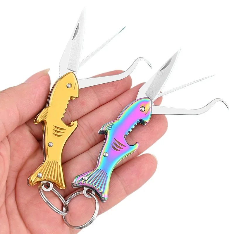 Stainless Steel Toothpick Teeth Removal Tool Outdoor Camping Hiking Portable Mini Folding Knife Multifunctional Keychain