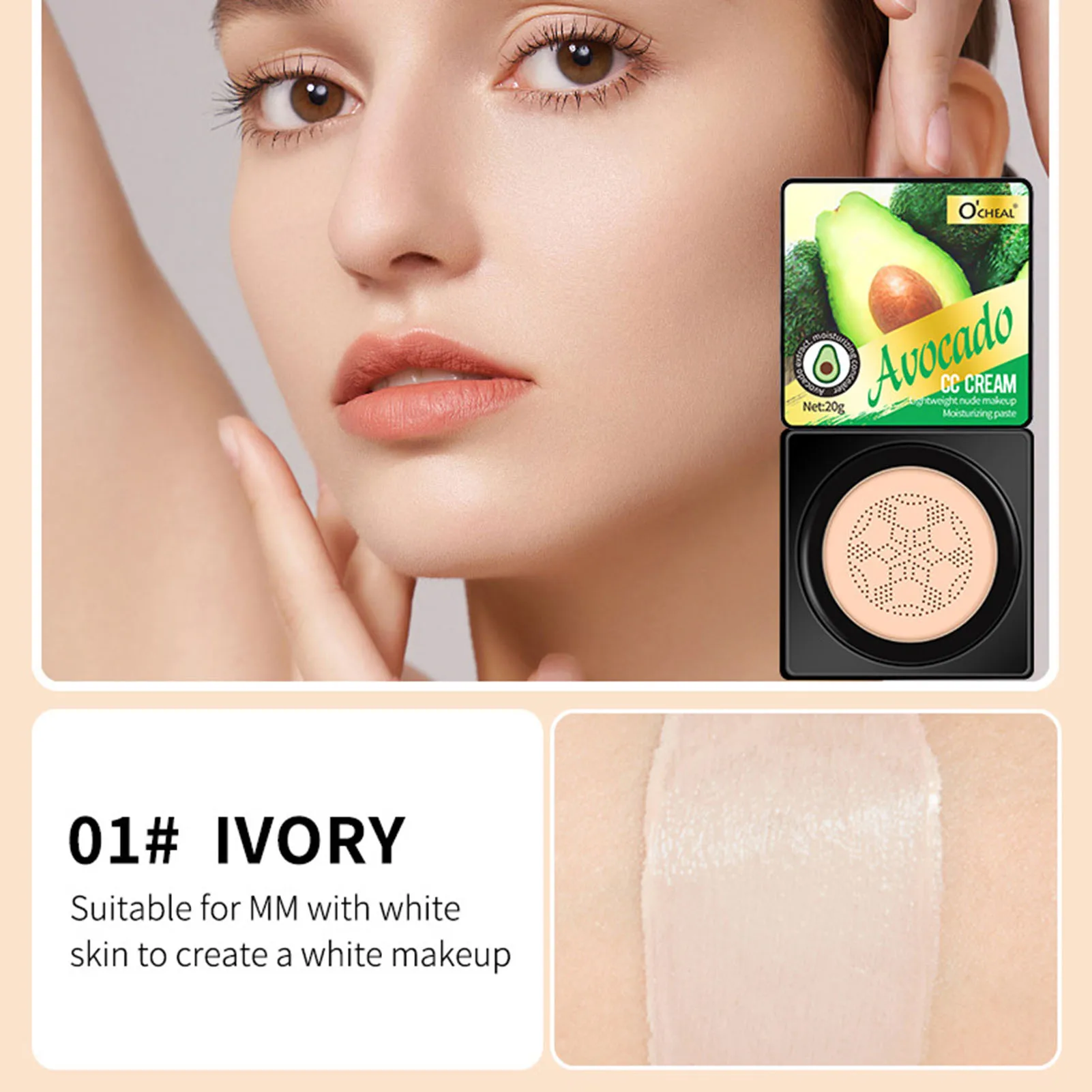 Mushroom Head Air Cushion CC Cream Avocado CC Cream Natural Foundation Moisturizing BB Cream Long Lasting Matte Concealer Makeup