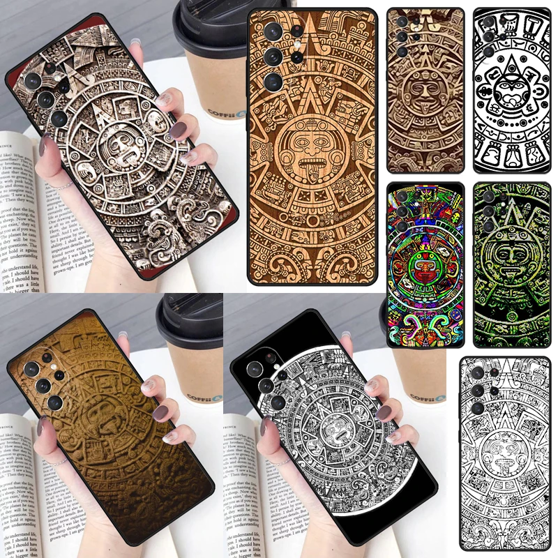 Mayan Calendar Wood Pattern Cover For Samsung Galaxy S23 Ultra S22 S20 S21 FE S8 S9 S10 Plus Note 10 20 Ultra phone Case