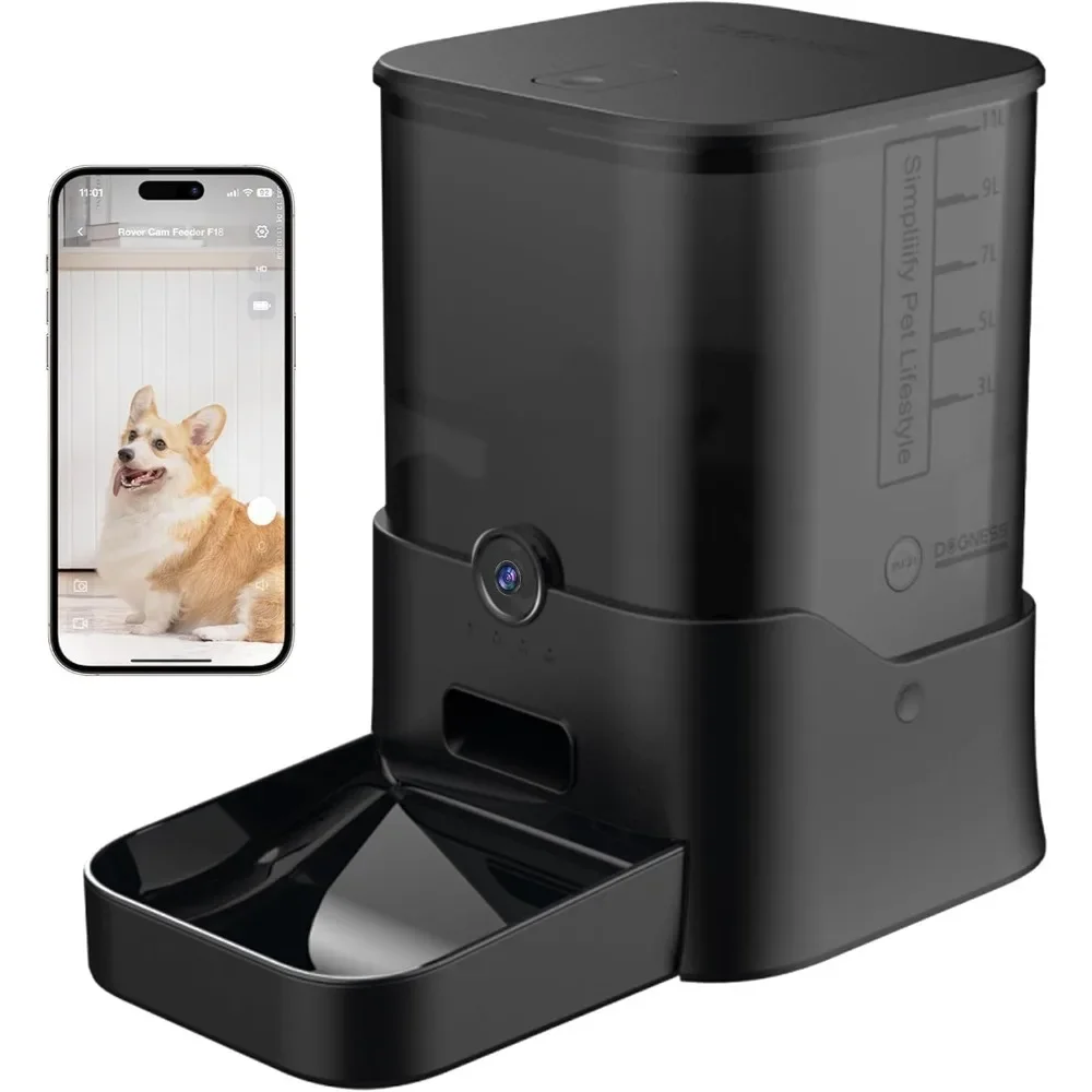 

Automatic 11L Dog Feeder with Wide Angle HD Night Vision Camera,APP Control,Support 2.4G WiFi,5000 MAh Battery and Plug-in Power