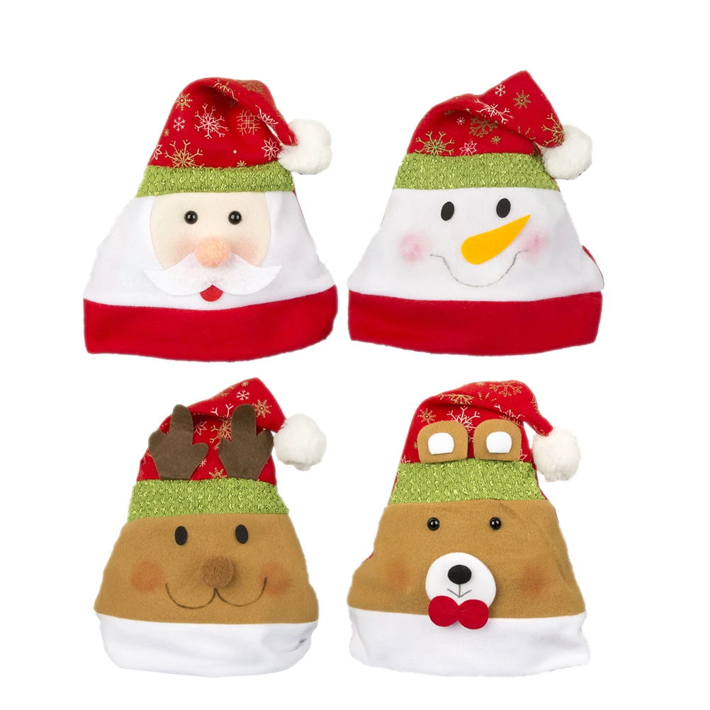 

4 Pcs Christmas Hat with LED Lights Santa Costumes Adults Headdress Antlers Party Supplies Hats