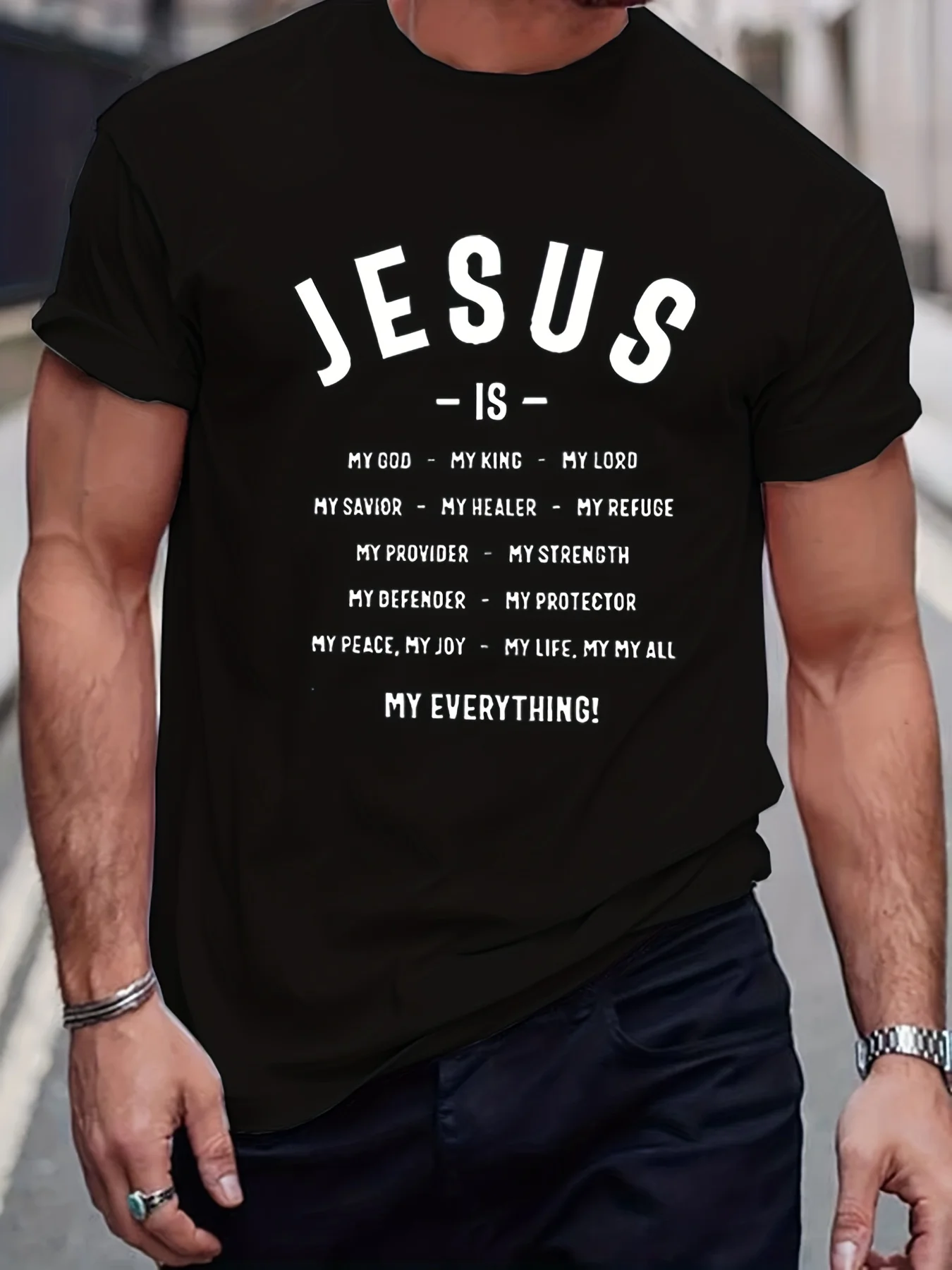 Classic Christian Slogan Pattern Print Men\'s shirt Graphic Tee Men\'s Summer Clothes T-Shirt Men\'s Outfits Streetwear100% Cotton