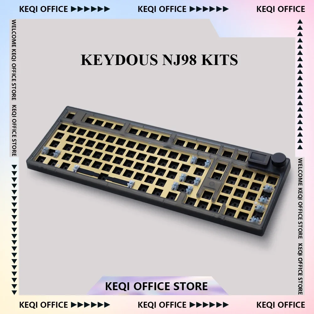 

Keydous NJ98 Mechanical Keyboards Kits 3 Mode Wireless Bluetooth Hot Swap Aluminum Brass with Knob Screen Gamer Keyboards for PC