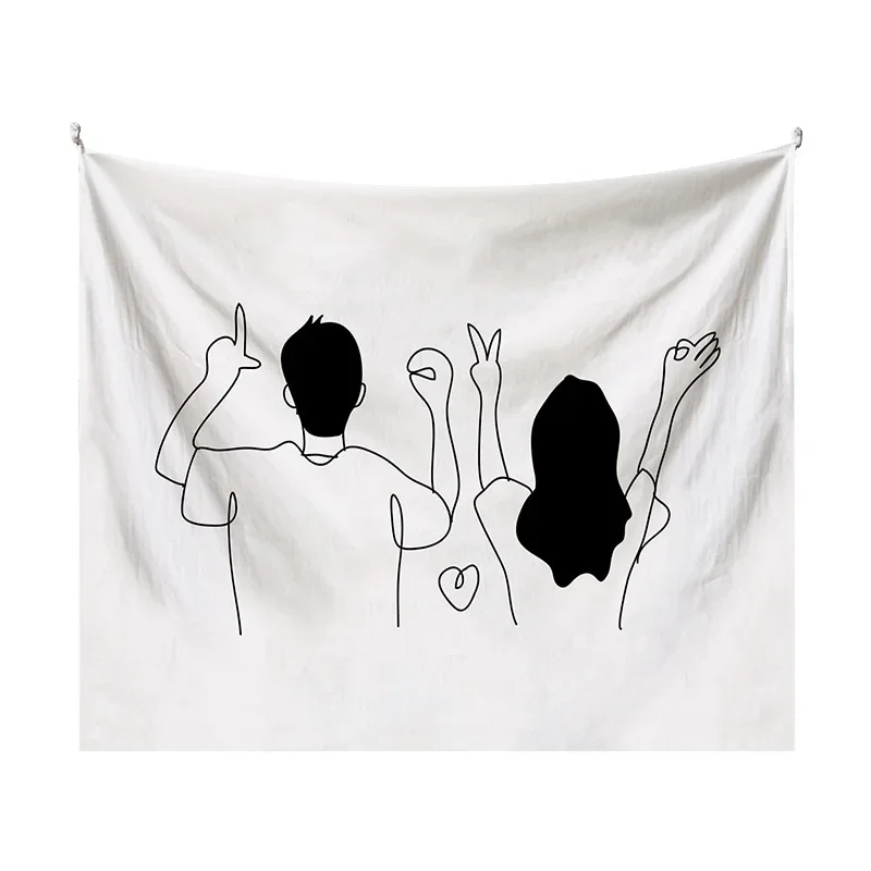 Couple Abstraction Tapestry Home Bedroom Hanging Dormitory Decoration Background Decor White Line Art Wall Hanging Tapestry