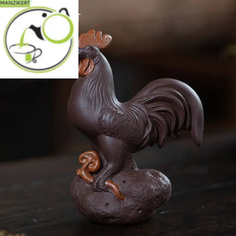 

Yixing Purple Clay Tea Pet Lucky Zodiac Rooster Statue Ornaments Handmade Tea Figurine Crafts Chinese Zisha Tea Set Decoration