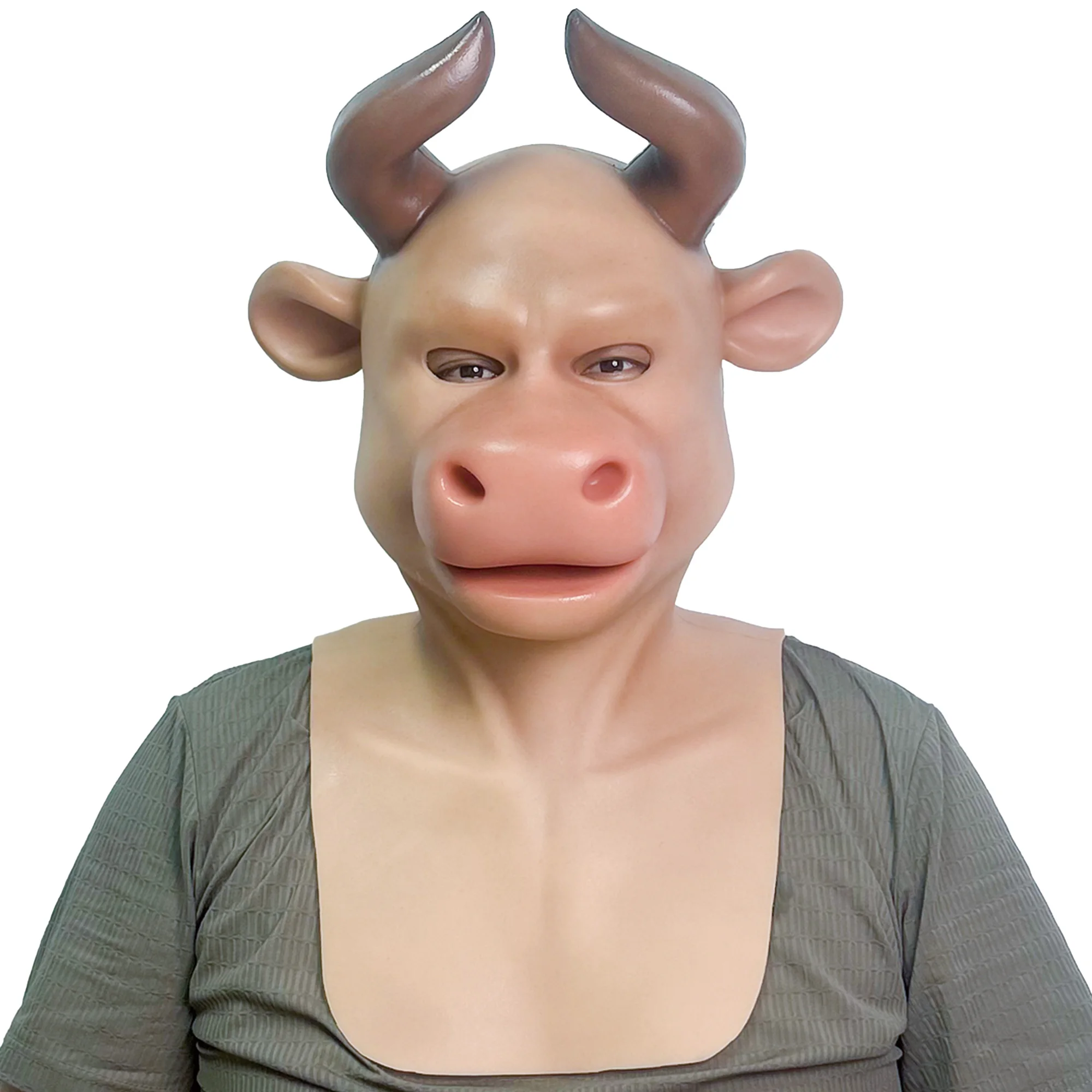 Máscara Zilasegy Realista Silicone Cow Bull, Cosplay Animal realista, Máscara Halloween