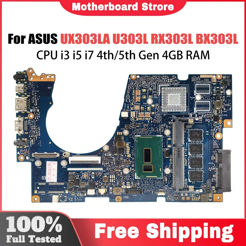 UX303L Notebook Mainboard For ASUS UX303LN UX303LB UX303LA U303LN Laptop Motherboard CPU i3 i5 i7 4th/5th Gen 4GB RAM V2G