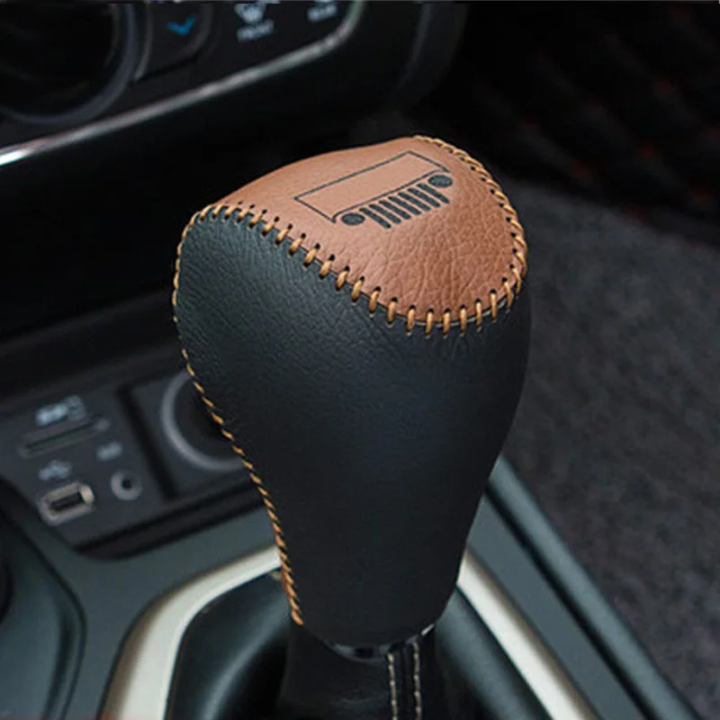 1PC Genuine Leather Gear Lever Decoration Protection Cover for 2016-2018 JEEP Cherokee Car Accessories