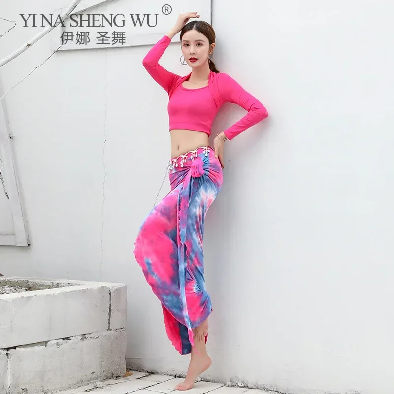 

Новый женский костюм для танца живота, модальный топ с длинными рукавами, наряд для танца живота, тренировочная одежда, одежда для восточных танцев