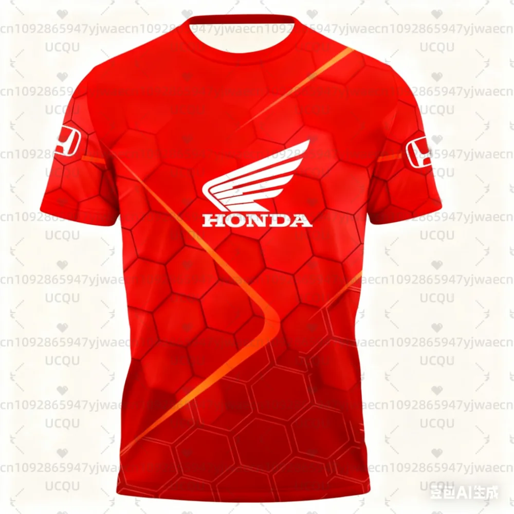 الرجال هوندا الصيف تي شيرتات قصيرة الاكمام دراجة نارية رياضية سباق سريعة الجافة جيرسي عادية التدرج اللون عشاق الدراجات النارية #5