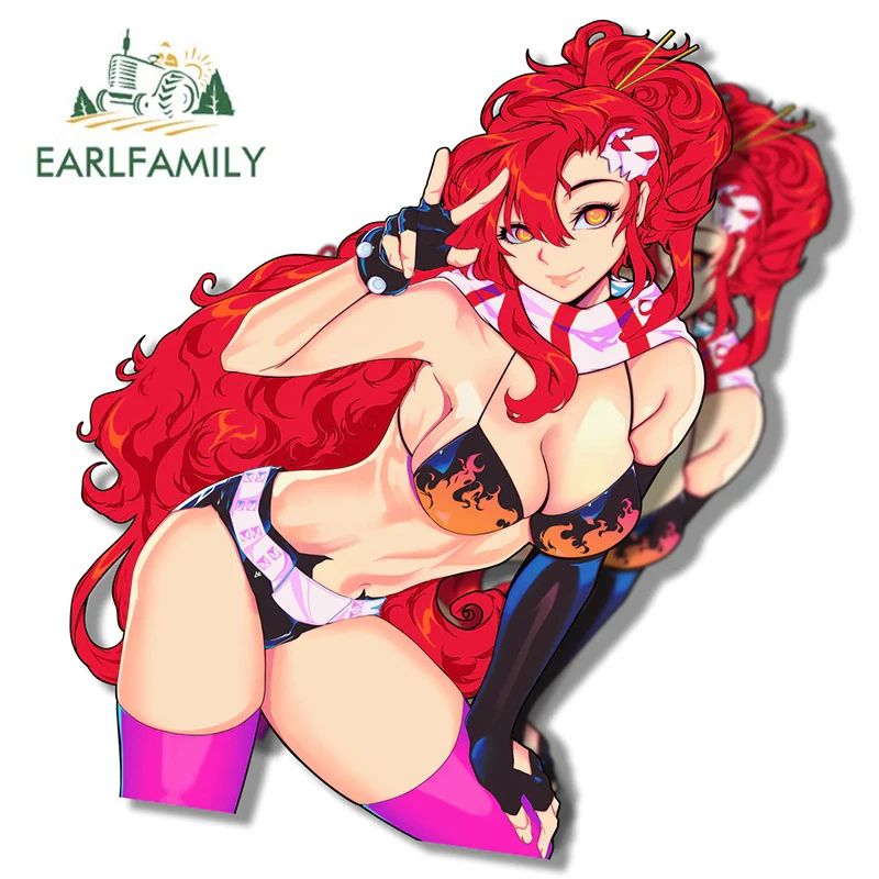EARLFAMILY Littner Yoko مضحك أنيمي فتاة ملصق حائط من الفينيل Fanart ملصقات السيارات Waifu أنثى بيكيني الثدي Ahegao اكسسوارات السيارات