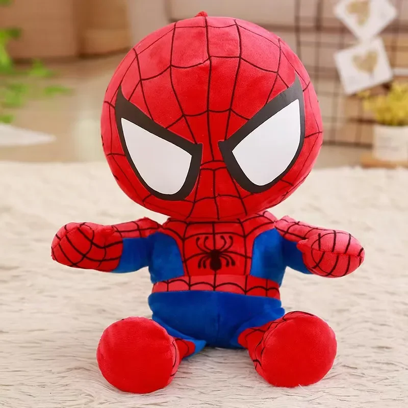 Super heroes Cartoon Stuffed Toy para Crianças, Boneca Anime Legal, Homem-Aranha, Homem de Ferro, Capitão América, Batman, Presente de Aniversário, 25-100cm