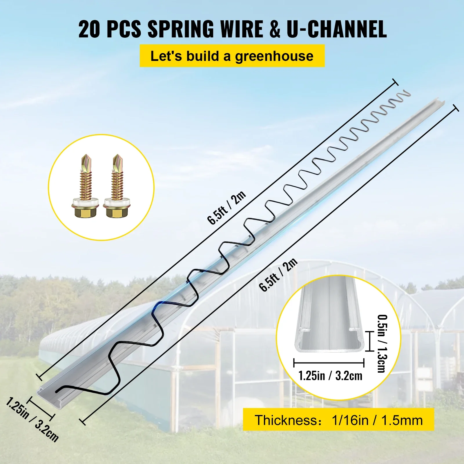20pcs Greenhouse Swinging Aluminum Wire Latch Channel  Spring Lock Wiggle Wire