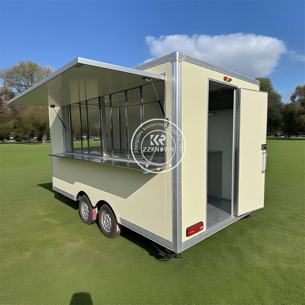 Mobile Caravan Food Truck Mobile Kitchen Fully Equipped Hot Dog Cart Custom Concession Food Trailer With Fryer Grill