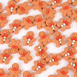 10/20Pcs Christmas Gingerbread Man Resin Flatback Cabochon Figurine Scrapbook Xmas Decoration Ornaments DIY Jewelry Accessories