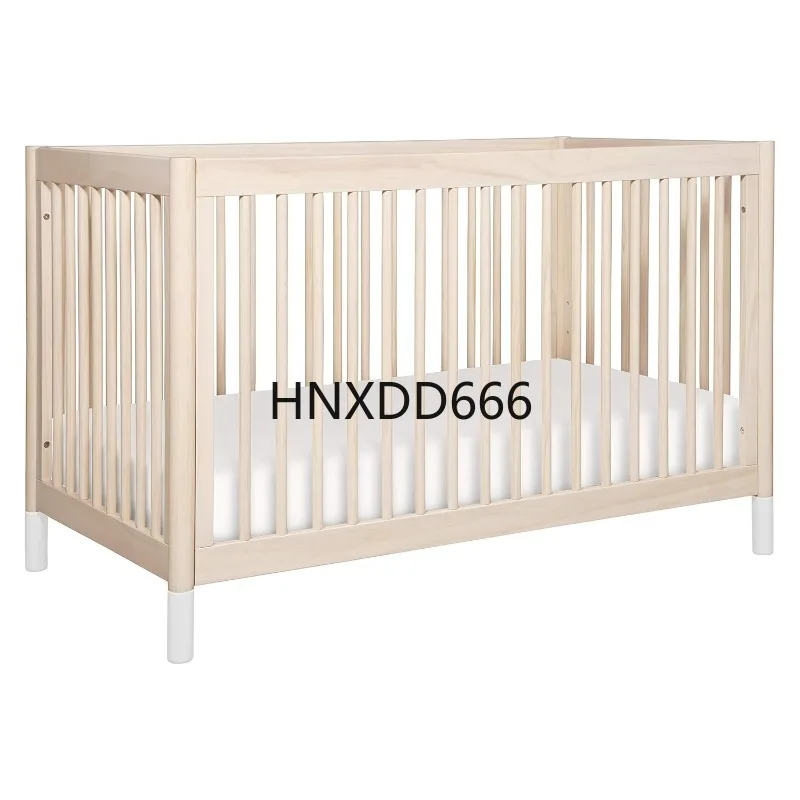 Babyletto Gelato Cuna convertible 4 en 1 con conversión de cama para niños pequeños en blanco y natural lavado, certificación Greenguard Gold