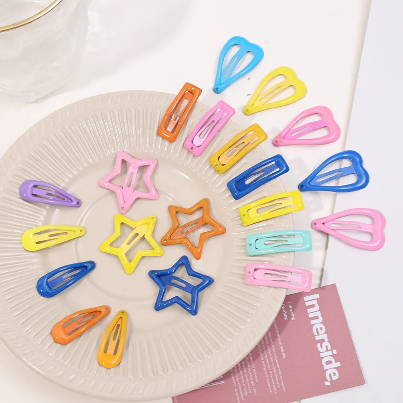 Luminous Glow In The Dark Star Water Drop Hairpin Candy Color BB Snap Clips Barrettes Girls Hair Grip Kid Headdress Accessories