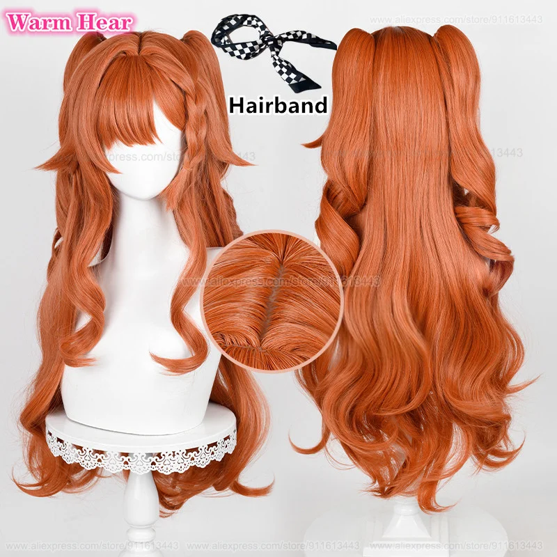 78cm Long Sonetto Synthetic Wig Game Orange Brown Curly Cosplay Anime Wig Heat Resistant Hair Halloween Party Wigs +Free Wig Cap