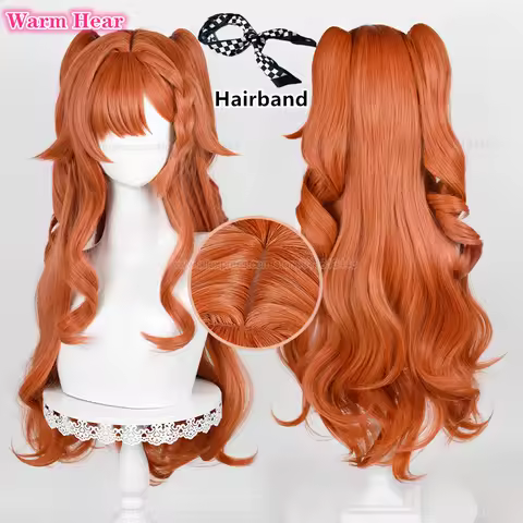 78cm Long Sonetto Synthetic Wig Game Orange Brown Curly Cosplay Anime Wig Heat Resistant Hair Halloween Party Wigs +Free Wig Cap