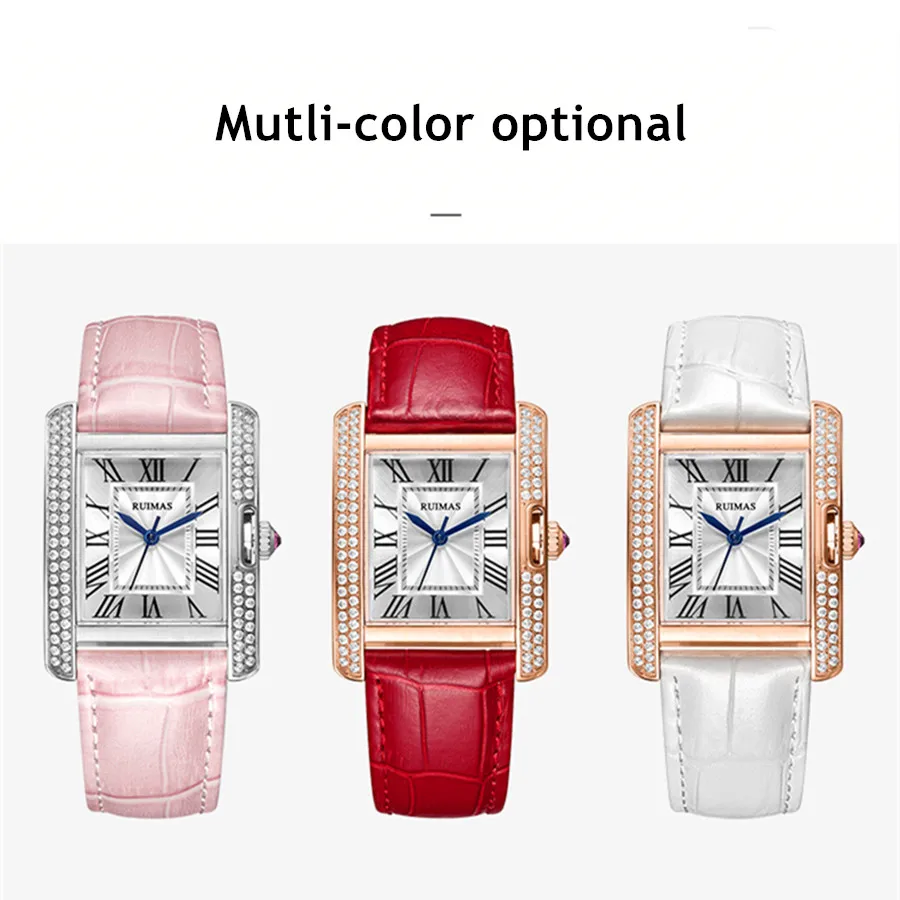 RUIMAS Fashion Automatic Mechanical Watch for Women Luxury Leather Ladies Wristwatch Waterproof Female Clock Reloj Mujer 6773