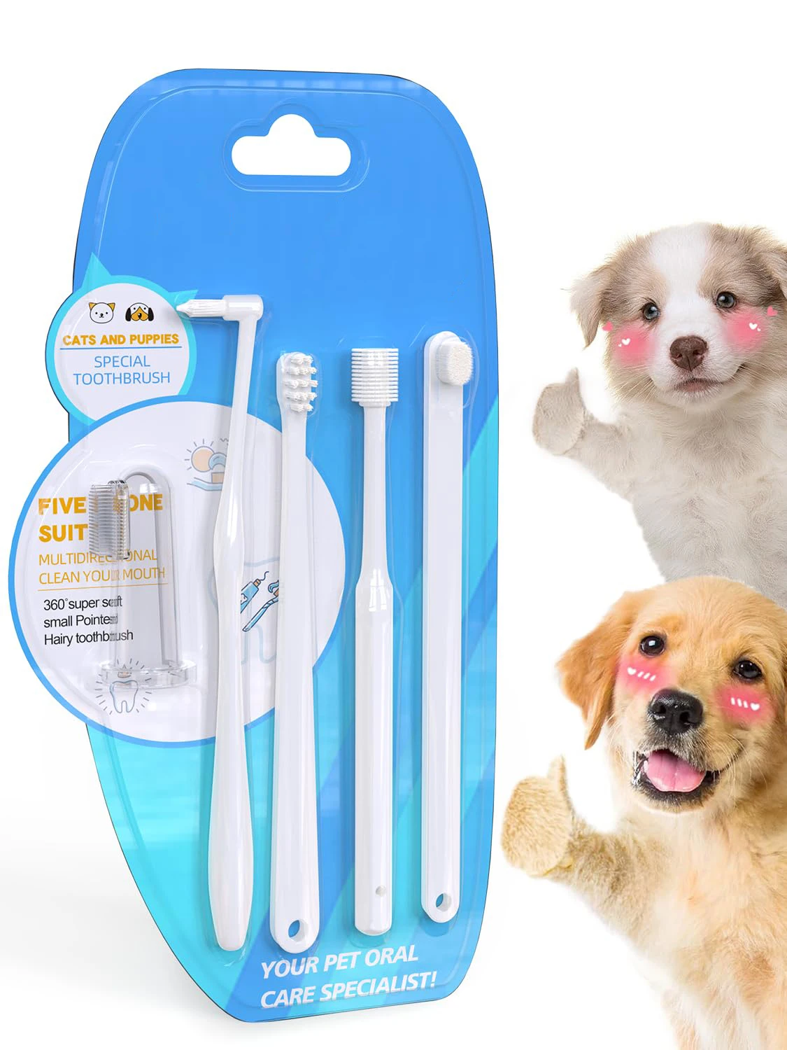 Pet Toothpaste Set for pet Micro Soft Bristle Toothbrushes for Small Medium Dogs Silicone Finger Brush Mini Soft head Toothbrush
