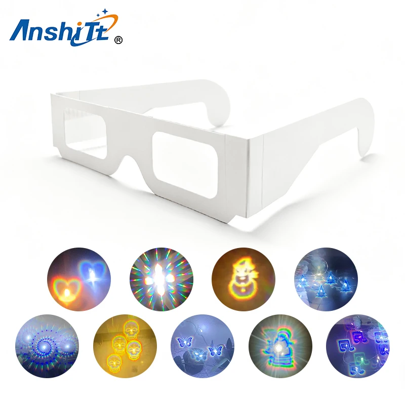 

100Pack 3D Prism Effect Diffraction Glasses Sunglasses Rectangle Rainbow Kaleidoscope Festival Style Rave Clear paper glasses