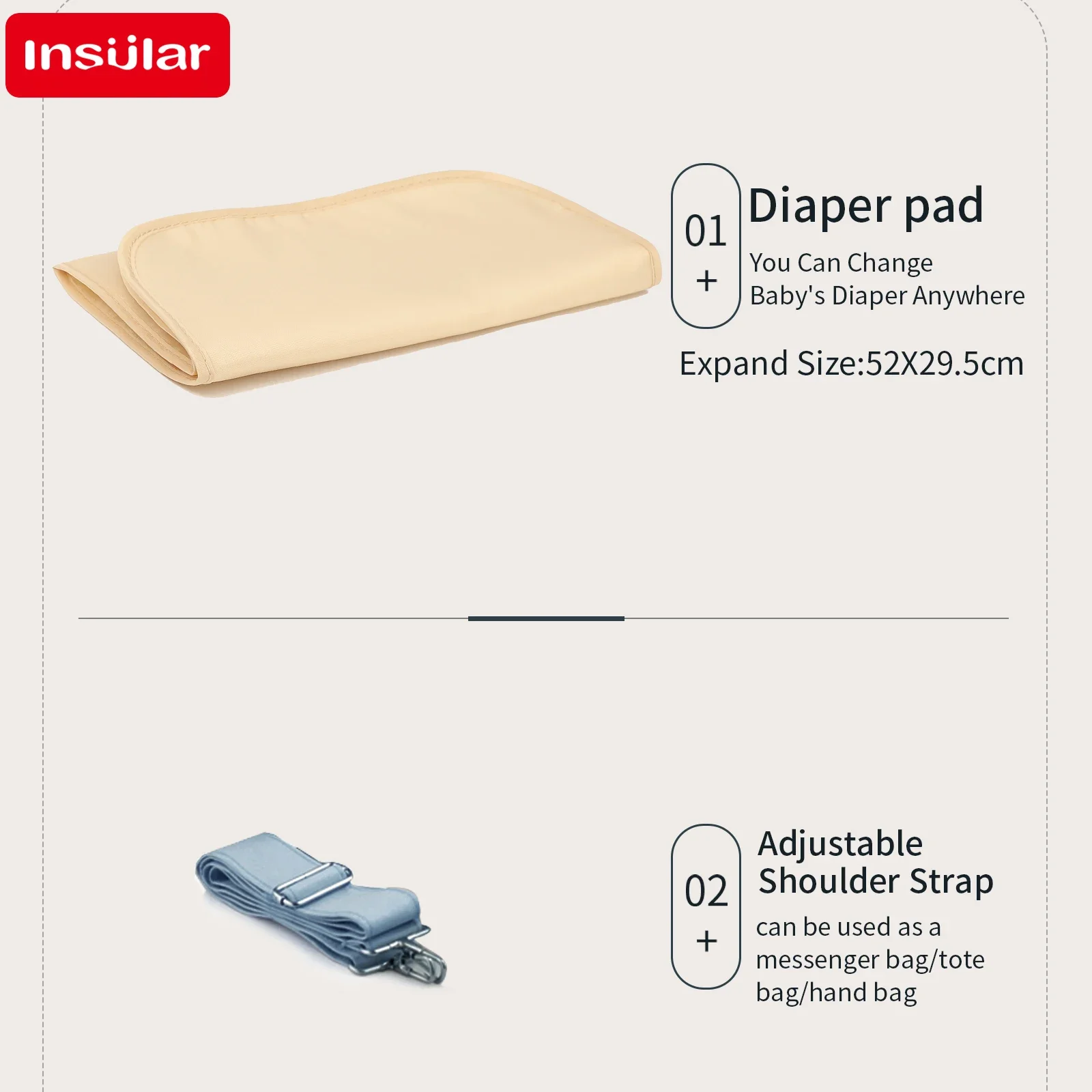 INSULAR Vrouwen Single-schouder Crossbody Multifunctioneel Gebruikt Mode Moeder Tassen Waterdichte Moederschap Handtas Grote capaciteit