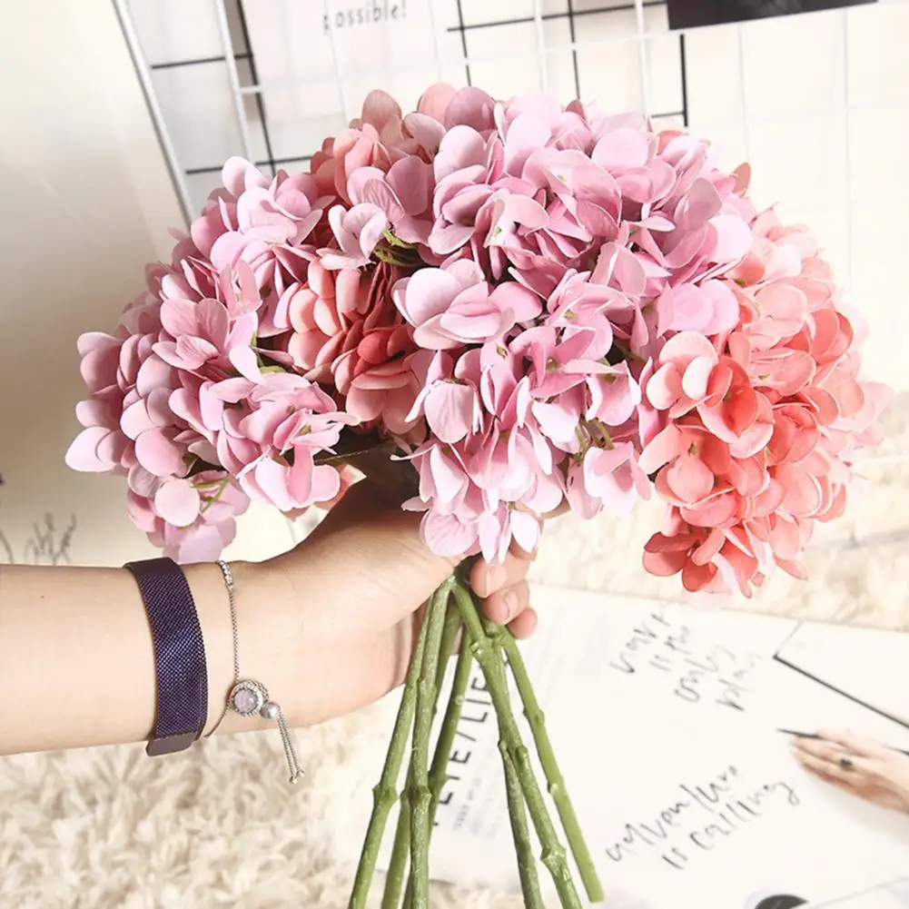 DIY Fake Hydrangeas Fresh-keeping UV-resistant Blooming Petals Simulation Flower Silk Hydrangea Home Party Decoration