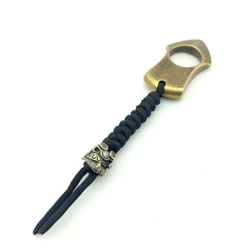 Brass Window Glass Breaker Outdoors EDC Multi-Tool 10mm Thickness Tactical Portable Escape Tool Keychain Hanging Match Beads