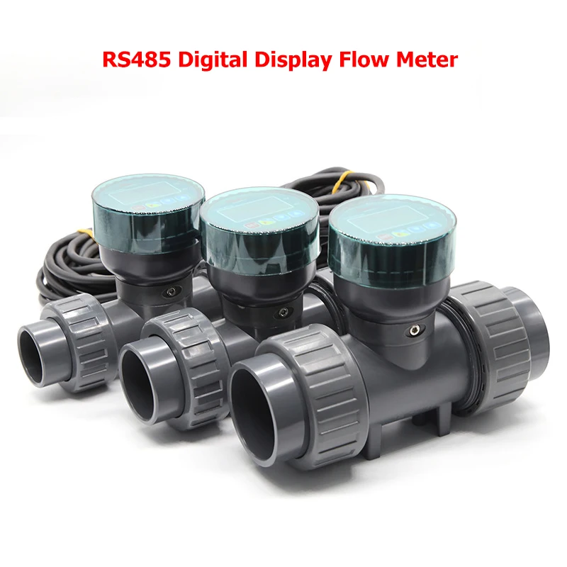 Medidor de fluxo com display digital rs485, medidor de vazão eletrônico inteligente de alta precisão, sensor de fluxo de água upvc para irrigação de jardim agrícola