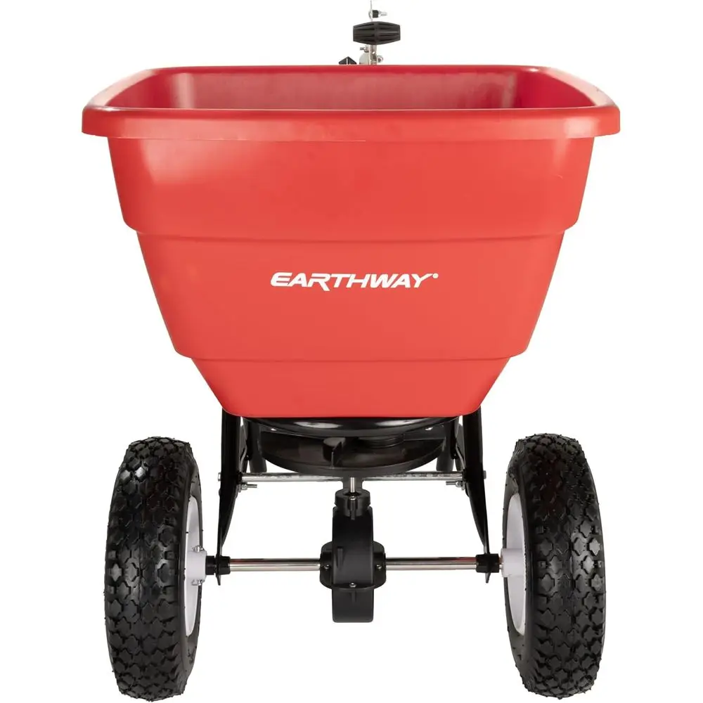 

150lb Towable Broadcast Spreader, Seeder, Aerator Attachment for Garden Tractors, Easy Control, Adjustable, Non-Skid Tires