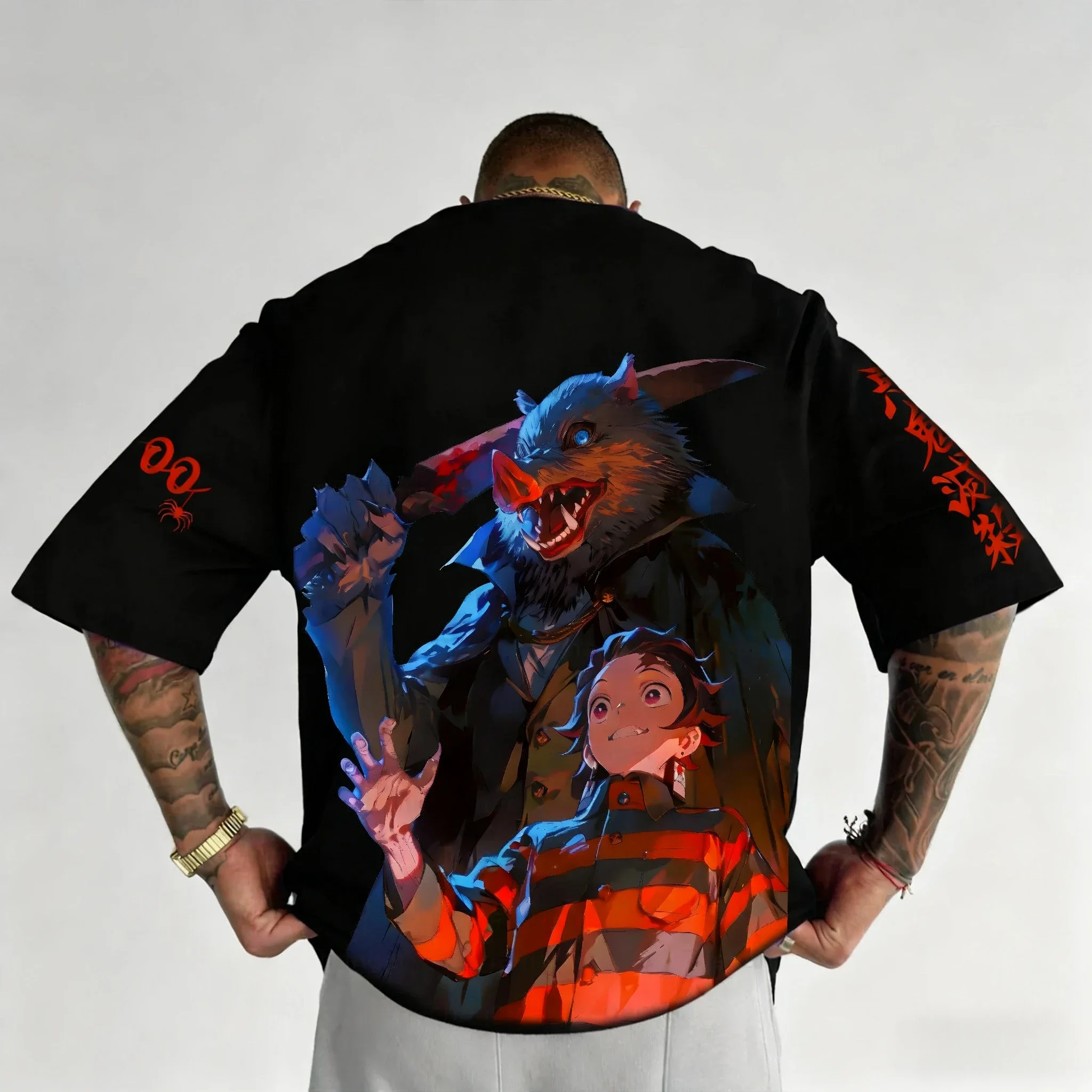 

Фирменная футболка Demon Slayer в стиле аниме на Хэллоуин, новинка 2025, мужская летняя футболка с принтом в стиле Харадзюку, универсальный повседневный свободный топ для родителей и детей