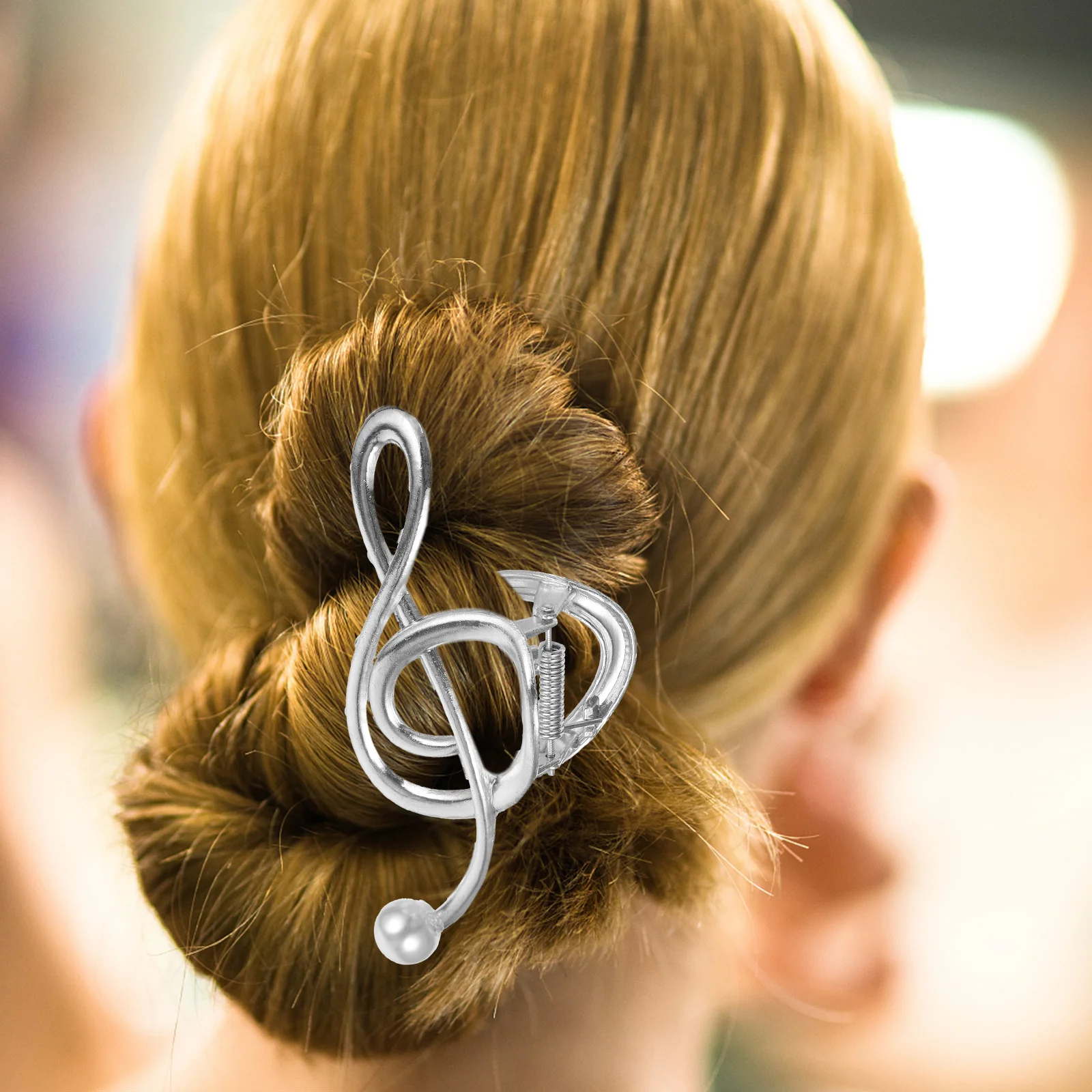 Pearl Note Claw Clips Women Elegant Metal Large Shark Hair Accessories Gold Thick Styling Jaw Clips For Festivals Concerts Hair