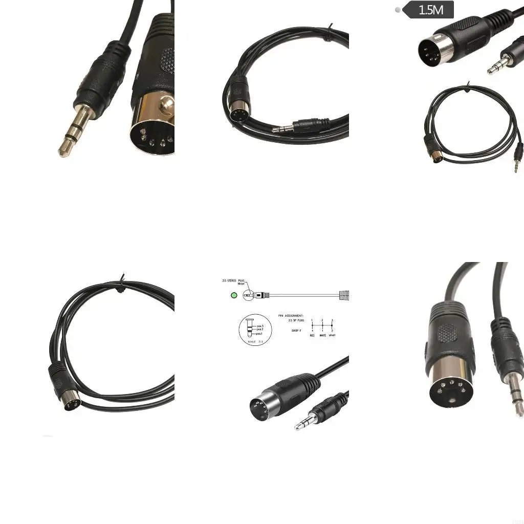 193A 5-Pin Din Male to 3.5mm(1/8in) Stereo Male Professional Cable Copper
